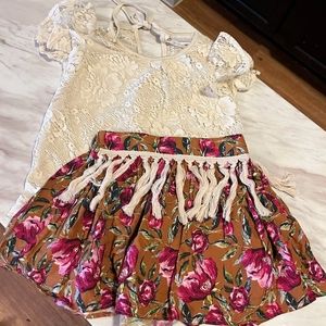 New! Little Girl Floral Fringe Skirt